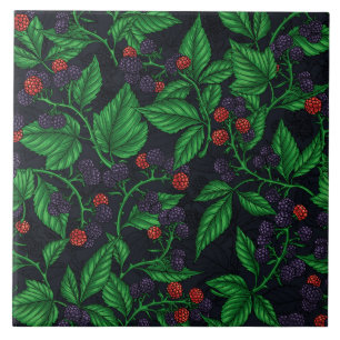 Blackberries on dark gray tile