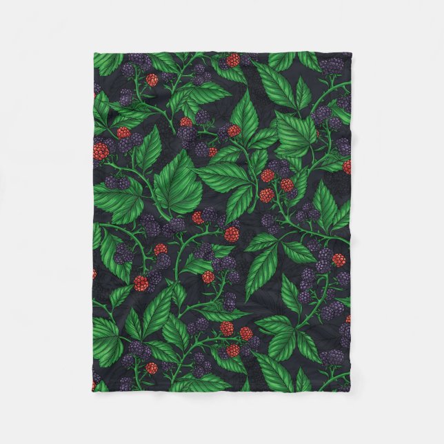 Blackberries on dark grey fleece blanket (Front)