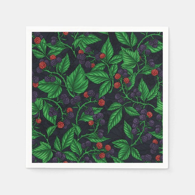 Blackberries on dark grey napkin (Front)