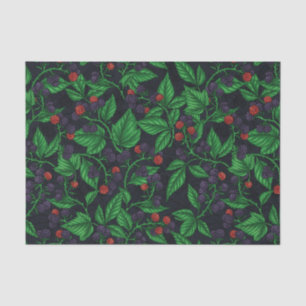 Blackberries on dark grey tissue paper