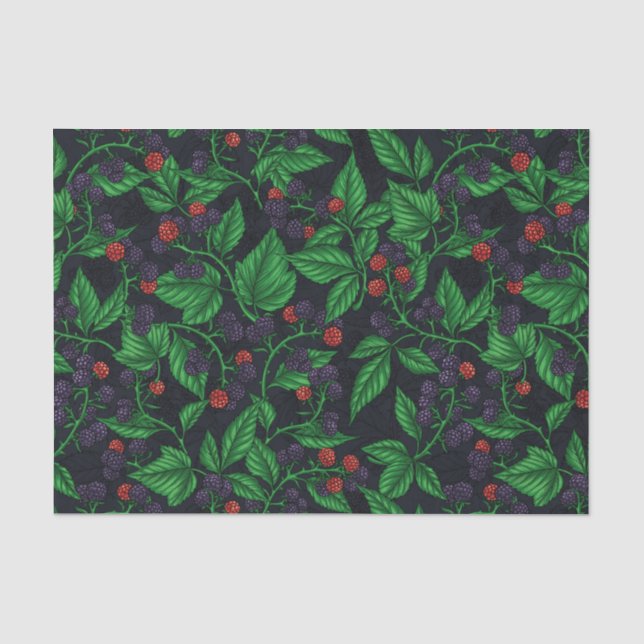 Blackberries on dark grey tissue paper (Front)
