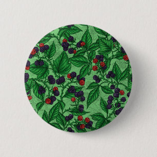 Blackberries on green 2 inch round button