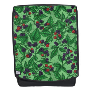 Blackberries on green backpack