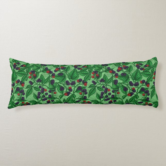 Blackberries on green body pillow (Front)