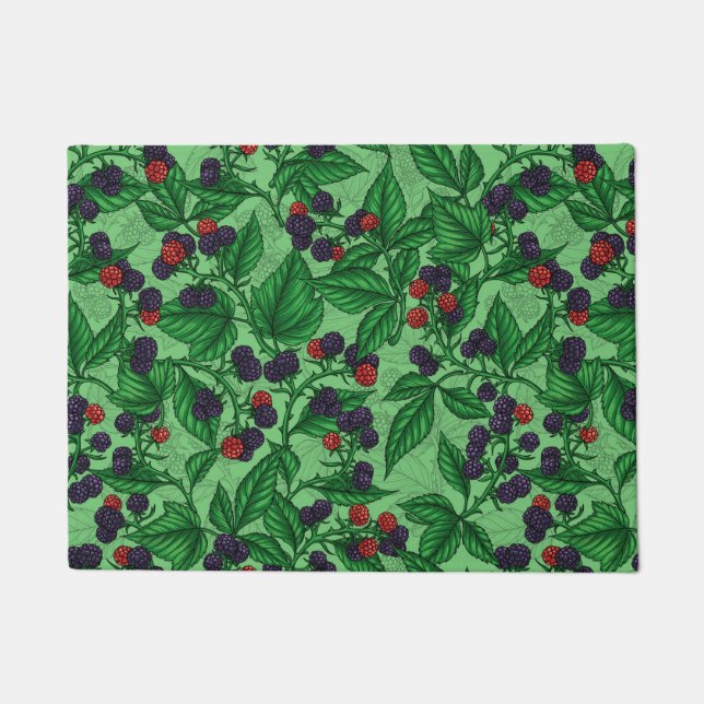 Blackberries on green doormat (Front)