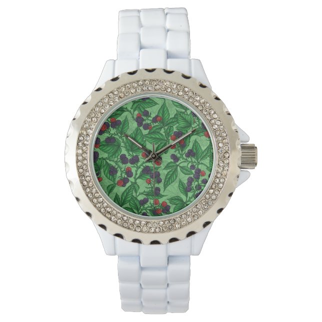Blackberries on green watch (Front)