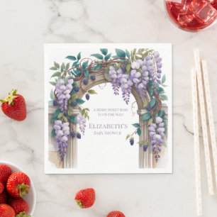 Blackberries & Wisteria Gender Neutral Baby Shower Napkin
