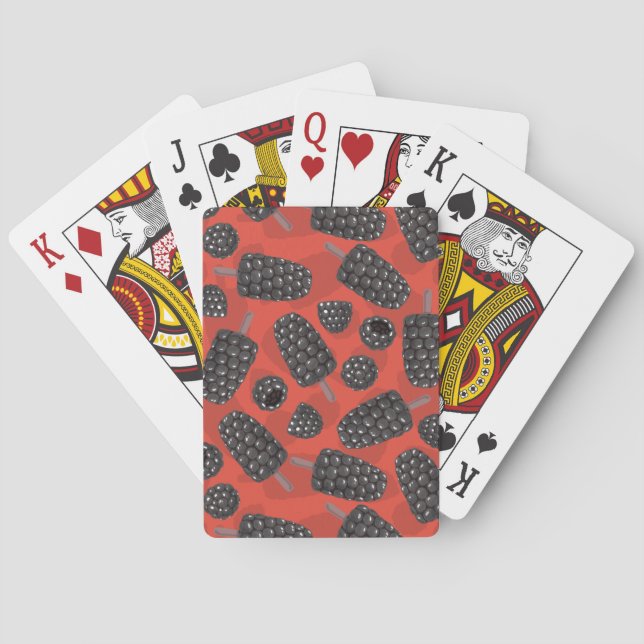 Blackberry and blackberry ice cream pattern playing cards (Back)