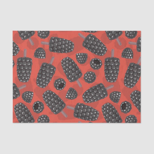 Blackberry and blackberry ice cream pattern tissue paper (Front)