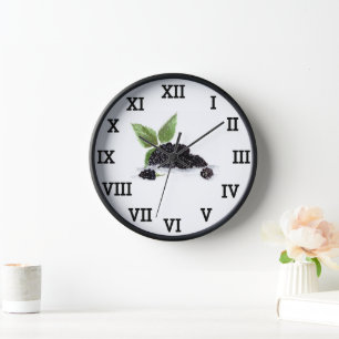 Blackberry Berry watercolor Fruit Summer Colourful Clock
