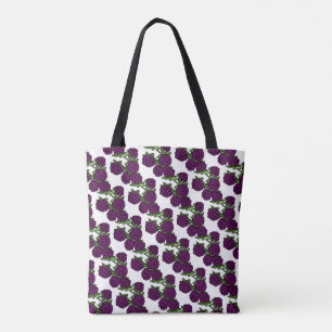 blackberry black purple green soft fruit patterned tote bag