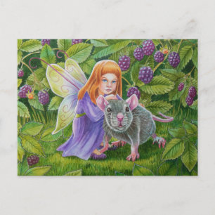 Blackberry Fairy and Pet Mouse Postcard
