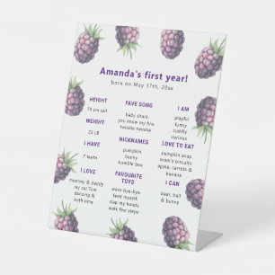 Blackberry First Birthday Milestone Birthday Pedestal Sign