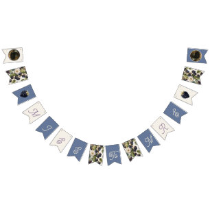 Blackberry & floral Miss to Mrs. Bridal Shower Bunting Flags