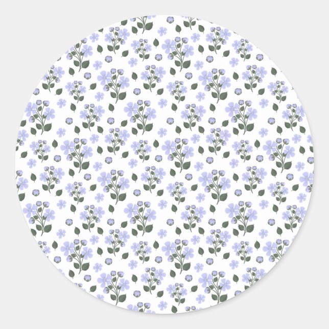 Blackberry flowers, seamless pattern classic round sticker (Front)