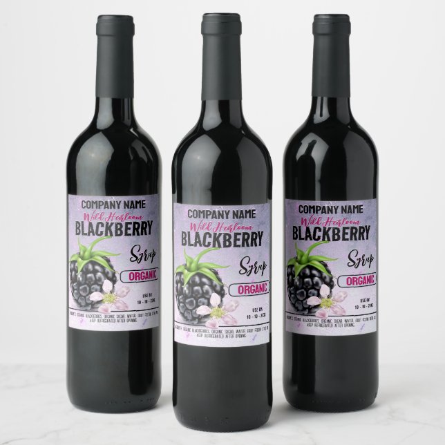 Blackberry Fruit Wine Label (Bottles)