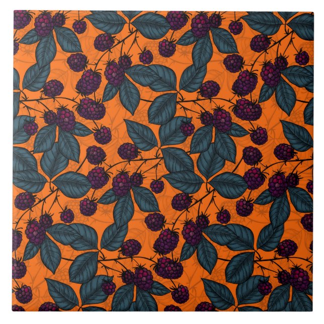 Blackberry hand -drawn pattern tile (Front)