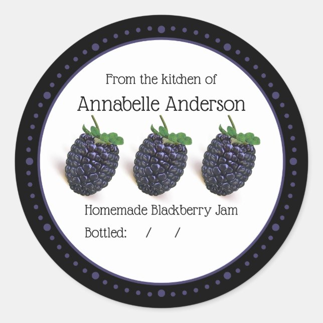 Blackberry Jam Label Modern Minimalist Personalize (Front)