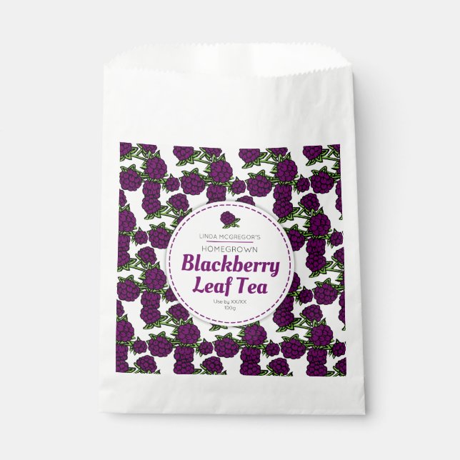 Blackberry leaf tea favour bag (Front)