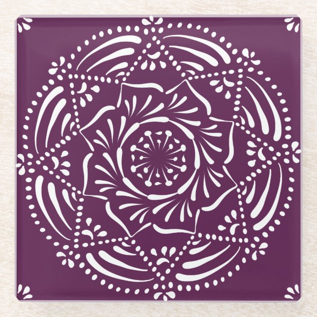 Blackberry Mandala Glass Coaster (Front)