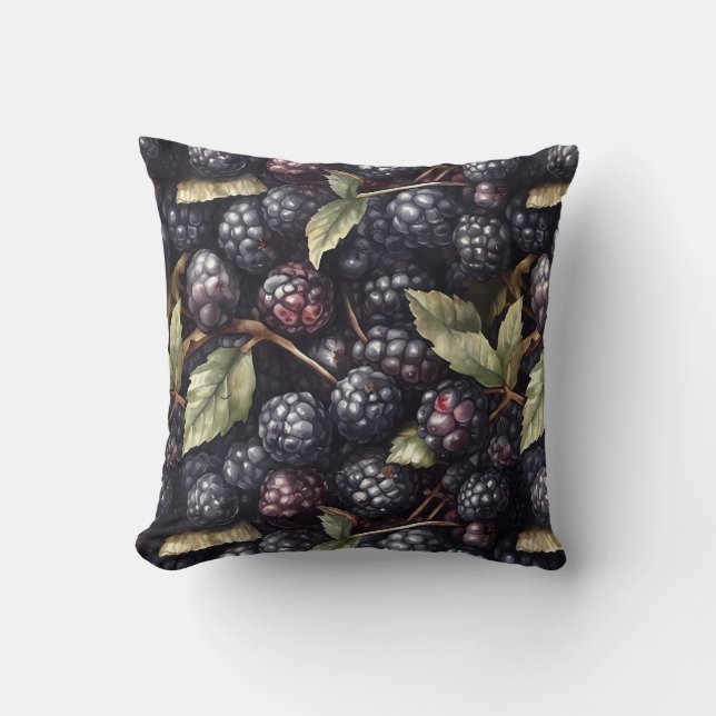 Blackberry Pattern Throw Pillow (Front)