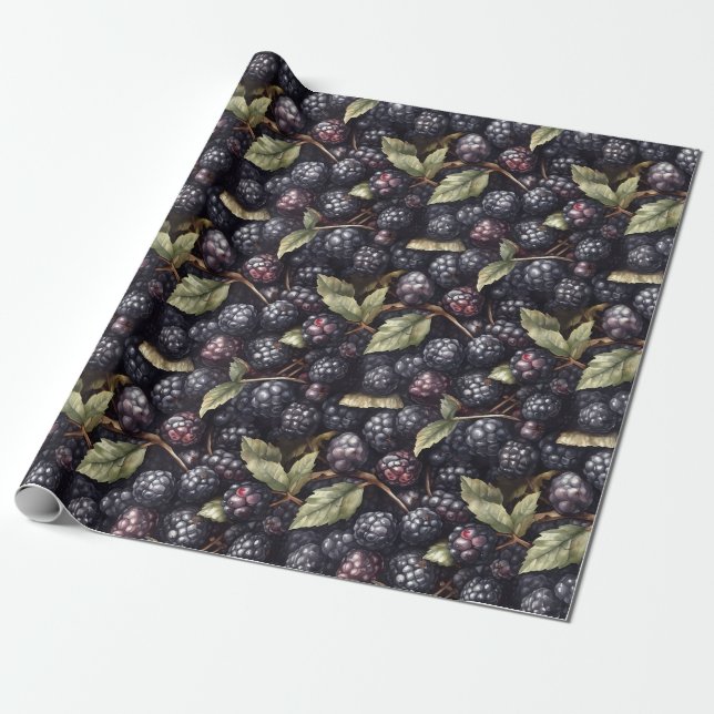 Blackberry Pattern Wrapping  Paper (Unrolled)