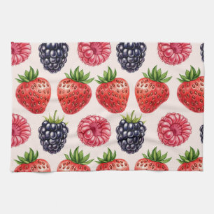 Blackberry, Raspberry, Strawberry by Natasha Us Kitchen Towel