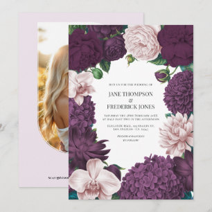 Blackberry, Smoky Plum & Lilac Ash Wedding Invitation