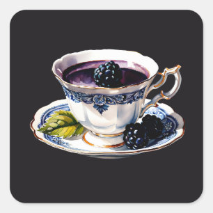 Blackberry Teacup Square Sticker