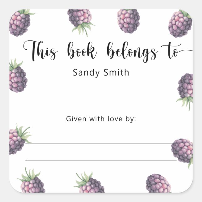 Blackberry - This book belongs to Square Sticker (Front)