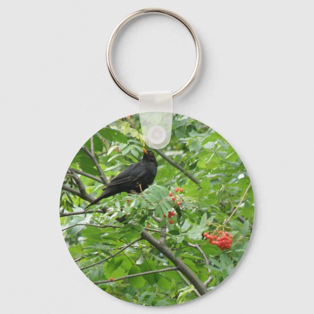 Blackbird and Berries Keychain (Front)