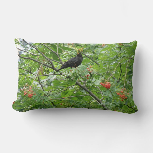 Blackbird and Berries Pillow (Front)