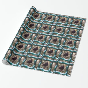 Blackbird behind bars, Animal, Birds, Black Bird Wrapping Paper