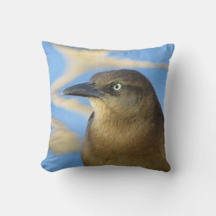 Blackbird Close-up Nature Photography Throw Pillow