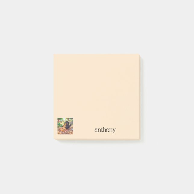 Blackbird Crow Raven Eating Pizza | Personalize Post-it Notes (Front)