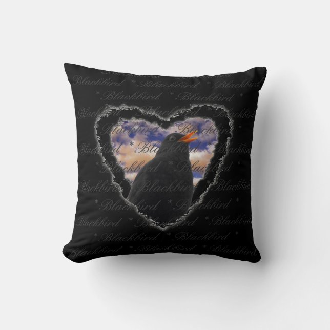 Blackbird Heart by Alexandra Cook Throw Pillow (Front)