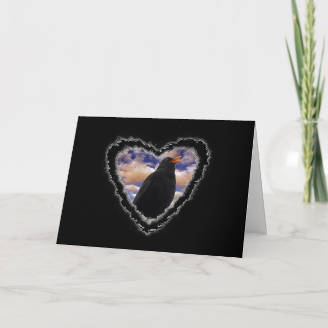 Blackbird Heart Valentine Romance Love Card (Front)