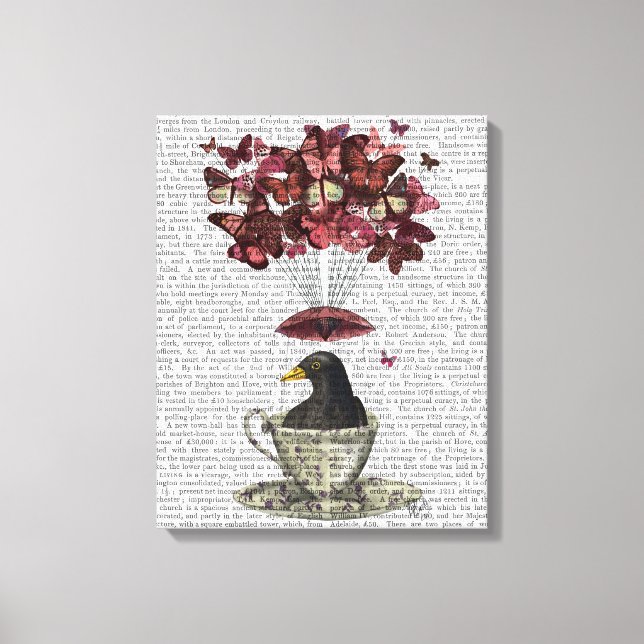 Blackbird In Teacup Canvas Print (Front)