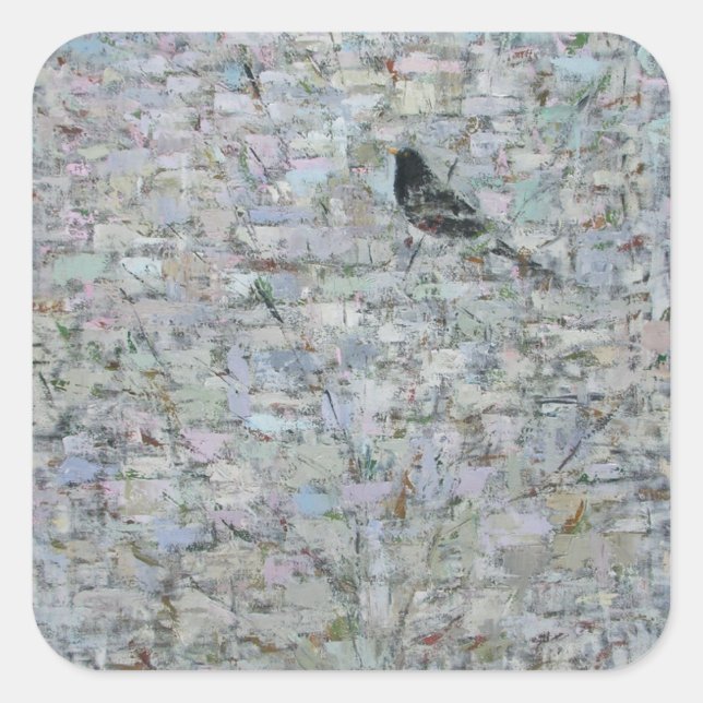 Blackbird in Tree 2012 Square Sticker (Front)