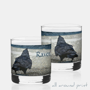 Blackbird Raven in Shades of Grey and Black Whiskey Glass