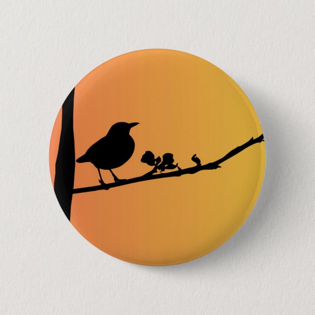 Blackbird Silhouette 2 Inch Round Button (Front)