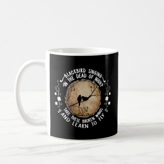 Blackbird Singing In The Dead Of Night Animals Coffee Mug (Left)