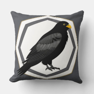 Blackbird Stylized Illustration Throw Pillow