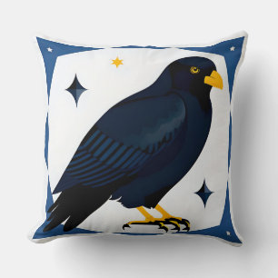 Blackbird Stylized Illustration Throw Pillow