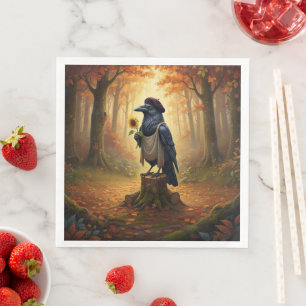 Blackbird The Artful Corvid Raven Party Napkin