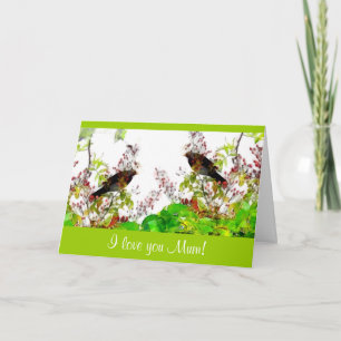 Blackbirds and Rosehips Mother's Day Card