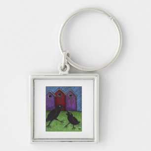 Blackbirds Playing Keychain