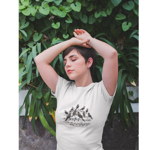 blackbirds sitting on a musical composition 3d  T-Shirt