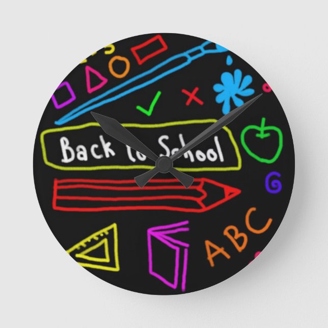 Blackboard Back To School Round Clock (Front)