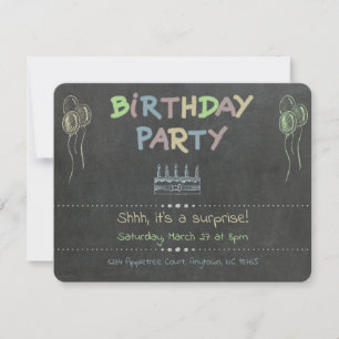 Blackboard Chalk Custom Birthday Party Surprise Invitation